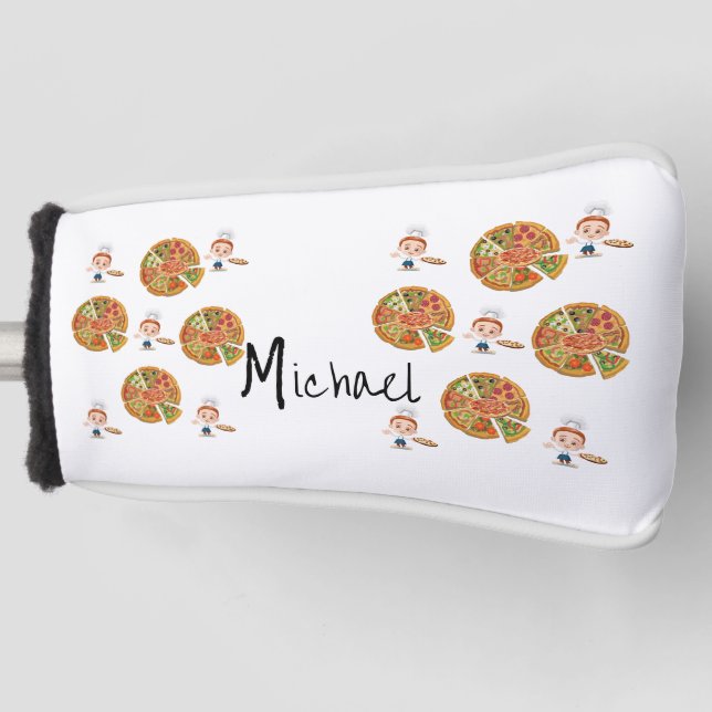 Funda Para Palo De Golf Cubierta para Cabeza de Golf Pizza Blanca (Anverso)