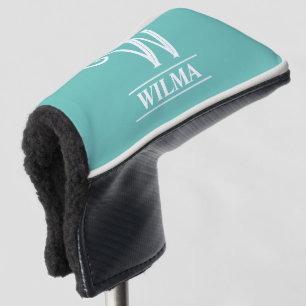 Funda Para Palo De Golf Cubierta para Putter con Monograma Verde Turquesa