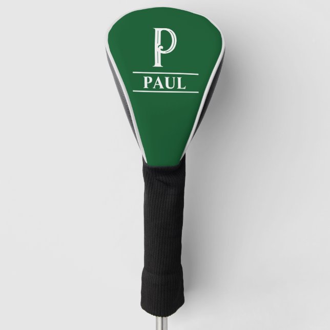 Funda Para Palo De Golf Cubierta verde monogramada para la cabeza de golf (Anverso)