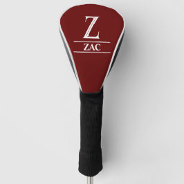 Funda Para Palo De Golf Cubre cabeza de golf con monograma de Borgoña