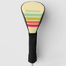Funda Para Palo De Golf Cubre Cabeza de Golf con Nombre y Franja en Butter