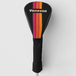 Funda Para Palo De Golf Cubre Cabeza de Golf con Rayas y Nombre Retro VHS