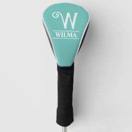 Funda Para Palo De Golf Cubre cabeza de golf monograma azul verdoso