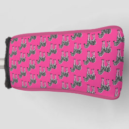 Funda Para Palo De Golf Cubre cabeza de golf rosa caliente con cebra