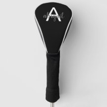 Cubre palo de golf femenino negro y blanco con mon