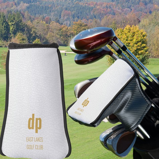 Funda Para Palo De Golf Cuero blanco Aspecto Monograma Nombre personalizad (Subido por el creador)
