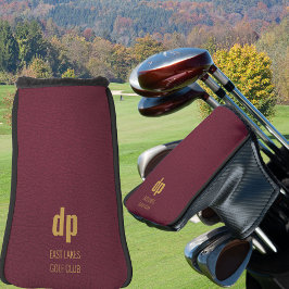 Funda Para Palo De Golf Cuero de Borgoña Aspecto Monograma Nombre Personal