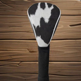 Funda Para Palo De Golf cuero de vaca negro blanco