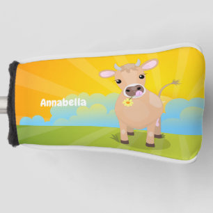 Funda Para Palo De Golf Cuidada jersey feliz vaca y personalizado de flore