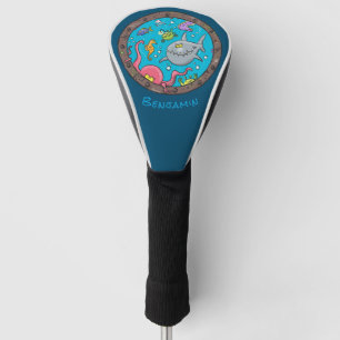 Funda Para Palo De Golf Curiosas criaturas marinas bajo el agua dibujando 