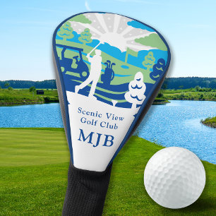 Funda Para Palo De Golf Curso Escenario Personalizado Golfer Moderno Retro