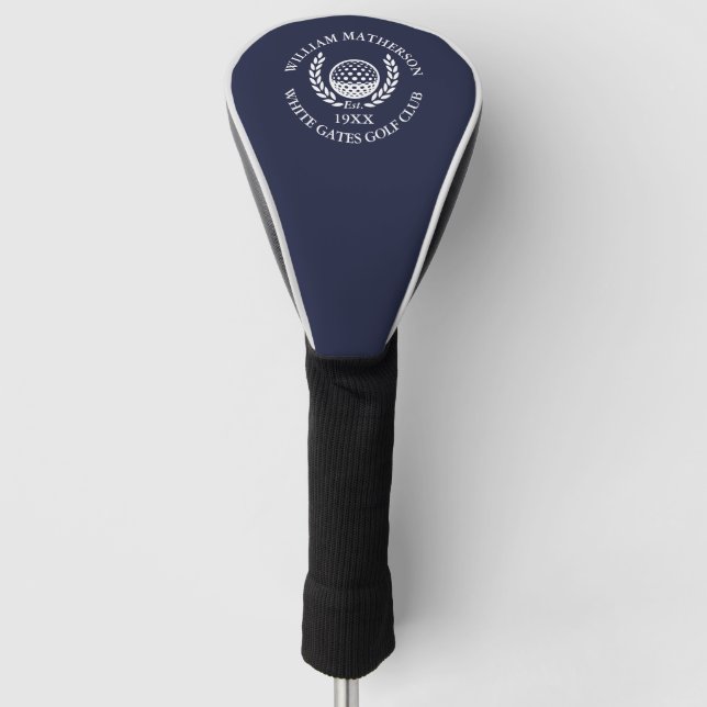 Funda Para Palo De Golf Custom Golf Club Name Personalized Navy Blue (Anverso)