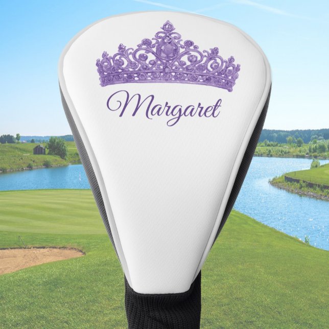 Funda Para Palo De Golf Custom Name and Pretty Purple Crown  (Subido por el creador)