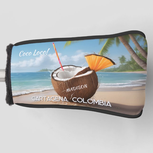 Funda Para Palo De Golf Custom Name & Location Coco Loco (Anverso)