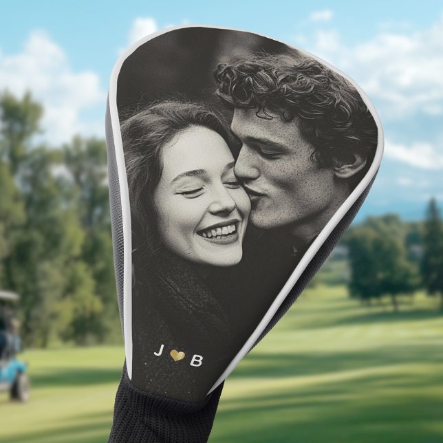 Funda Para Palo De Golf Custom Photo Initial Heart Monogram Couples (Subido por el creador)