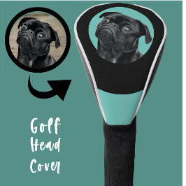 Funda Para Palo De Golf Cute Black Pug Face Charm | Unique Custom Dog Love