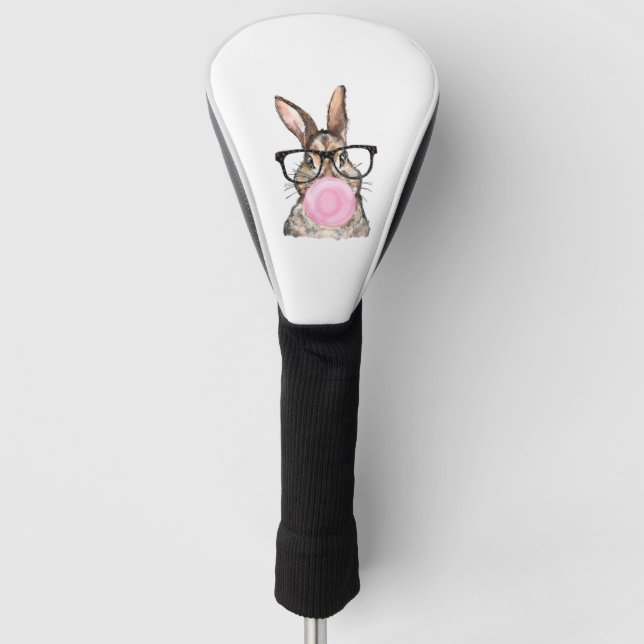 Funda Para Palo De Golf Cute Bunny Glasses Bubblegum Easter Day Girls Kids (Anverso)