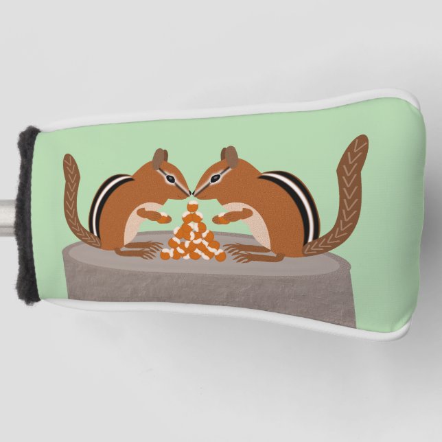 Funda Para Palo De Golf Cute Chipmunks Fall Wedding (Anverso)