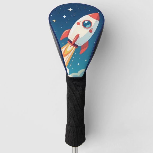 Funda Para Palo De Golf Cute cohete espacial despegando (Anverso)