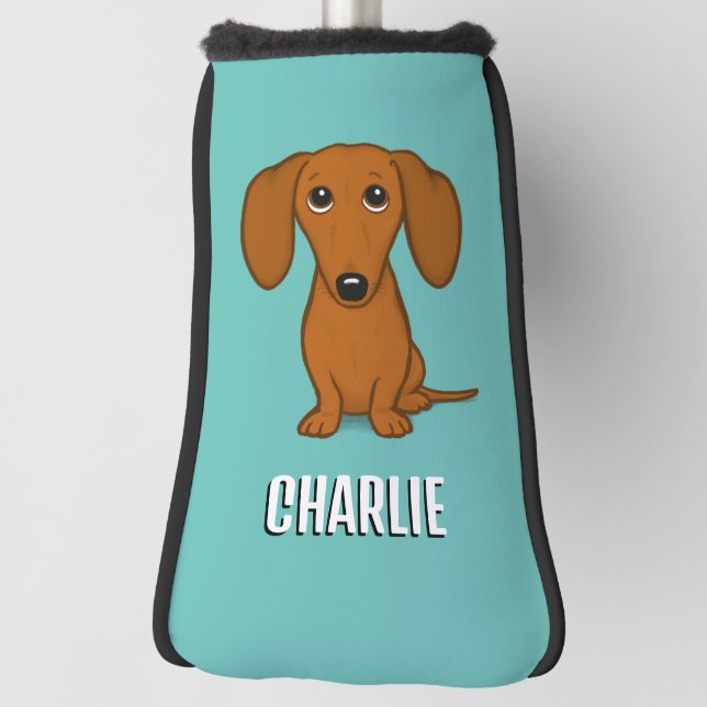 Funda Para Palo De Golf Cute Dachshund Nombre Personalizado Perro Wiener (Girar 90)