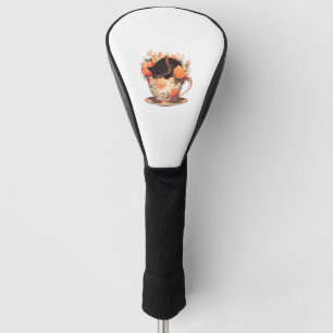 Funda Para Palo De Golf Cute Teacup Kitten - Floral