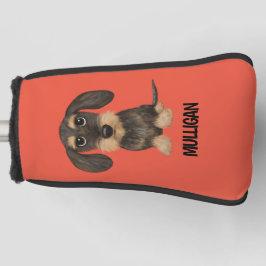 Funda Para Palo De Golf Dachshund con cable | Nombre personalizado de Cute