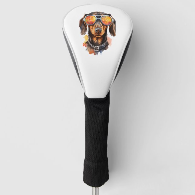 Funda Para Palo De Golf Dachshund con gafas de sol  (Anverso)