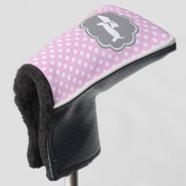 Funda Para Palo De Golf Dachshund Polka Rosa Dot Tapa de la cabeza de golf