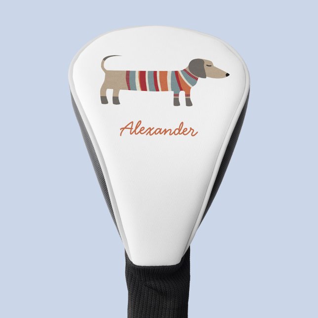 Funda Para Palo De Golf Dachshund Sausage Dog Custom Name (Dachshund Wiener Sausage Dog personalized name fun golf head cover)