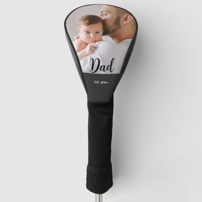 Funda Para Palo De Golf Dad Est. year Modern Bold Script Golf Head Cover (Anverso)