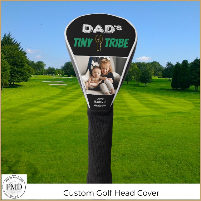 Funda Para Palo De Golf Dads Tiny Golf Tribe Personalizado foto del Día de (Dads Tiny Golf Tribe Custom Father's Day Photo Golf Head Cover with Children's Names, Photo.)