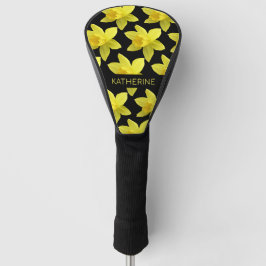 Funda Para Palo De Golf Daffodils Amarillo Nombre personalizado Negro
