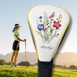 Funda Para Palo De Golf Dama Golfista Elegante Bordado Floral Falso