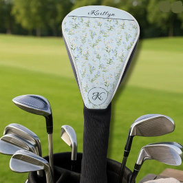 Funda Para Palo De Golf Dama Golfista Elegante Floral Azul Monograma