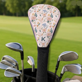 Funda Para Palo De Golf Dama golfista patrón floral rosa monograma