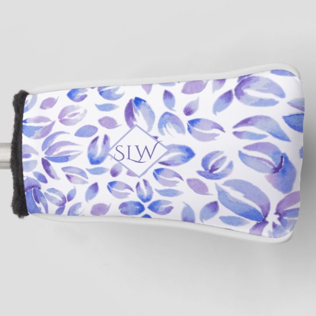 Funda Para Palo De Golf Damas de Monograma Floral Lavender (Anverso)