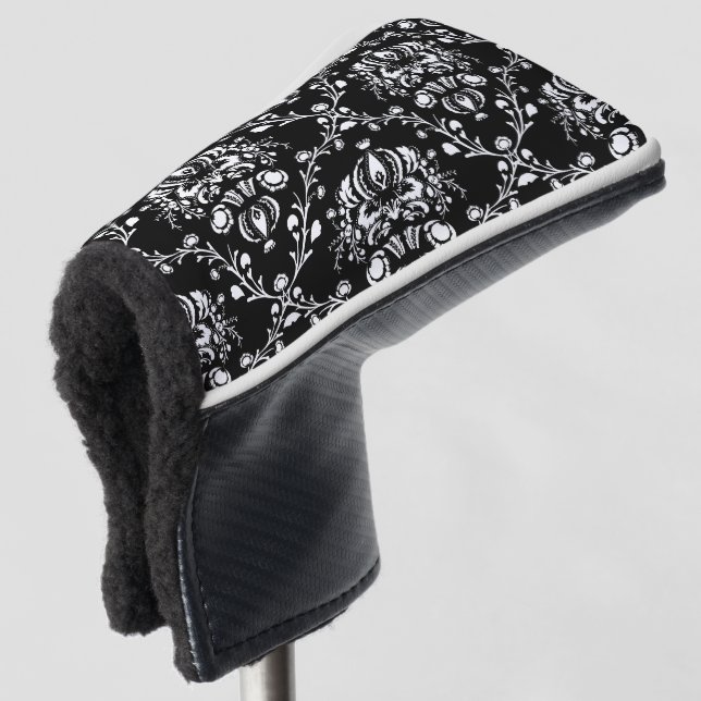 Funda Para Palo De Golf Damasco blanco y negro (Anverso 3/4)