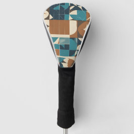 Funda Para Palo De Golf Dark Blue, Teal, Brown, and Tan Geometric Pattern