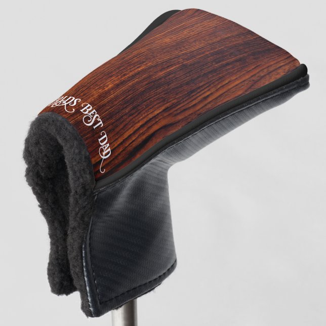 Funda Para Palo De Golf Dark Mahogany grano de madera mundo mejor papá (Anverso 3/4)