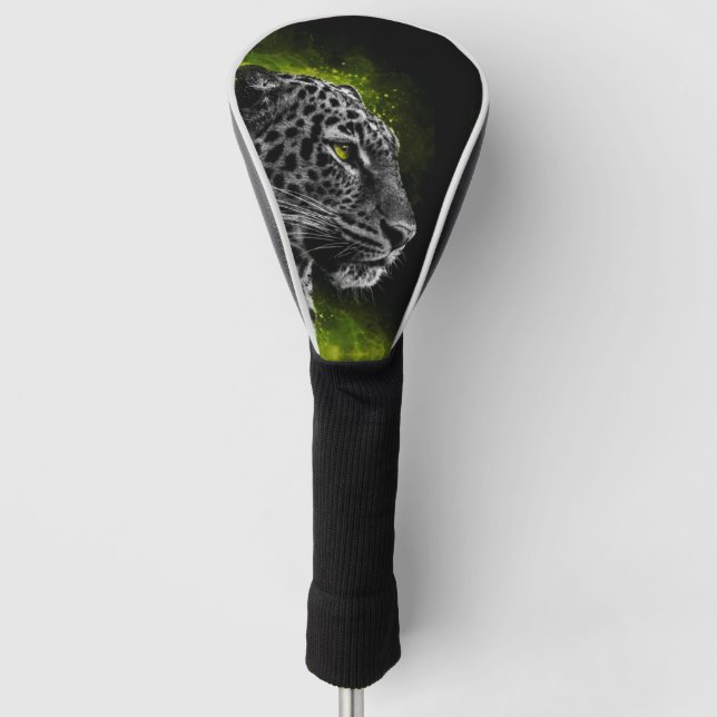 Funda Para Palo De Golf de leopardo con humo verde (Anverso)