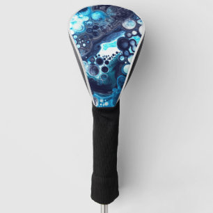 Funda Para Palo De Golf Deep Blue and White Marble Fluid Art