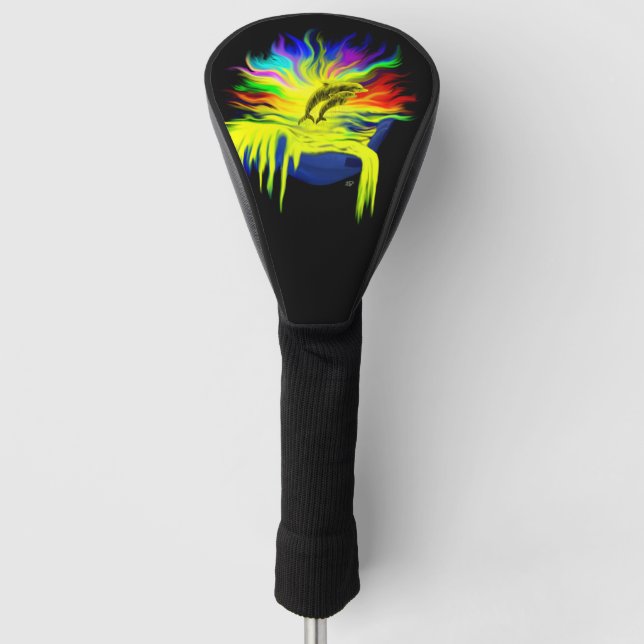 Funda Para Palo De Golf Delfines al sol con mano (Anverso)