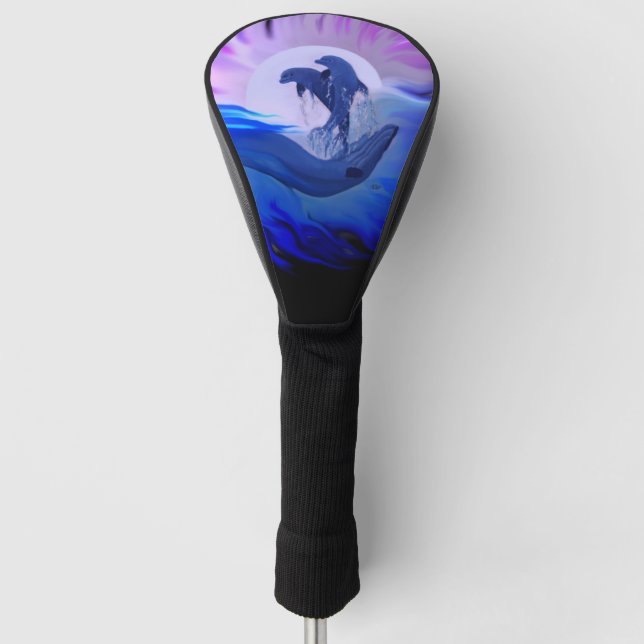 Funda Para Palo De Golf Delfines en la luna (Anverso)