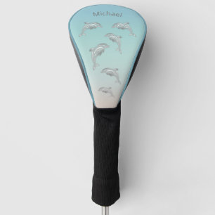 Funda Para Palo De Golf Delfines Plata Costa Añadir nombre Tapa de cabeza