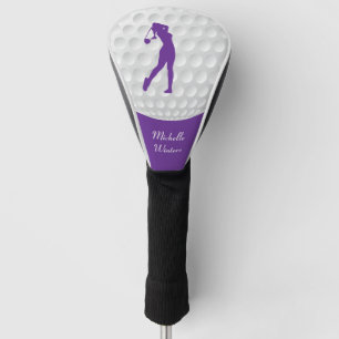 Funda Para Palo De Golf Deportes Golfer Female Purple Silhouette