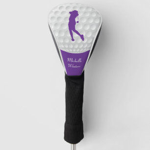 Funda Para Palo De Golf Deportes Golfer Female Purple Silhouette