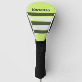 Funda Para Palo De Golf Desvanecimiento de musgo retro en rayas con nombre