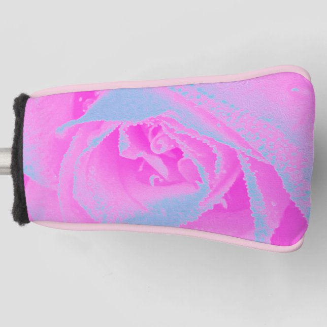 Funda Para Palo De Golf Detalle perfecto de Rosa rosa y azul claro (Anverso)