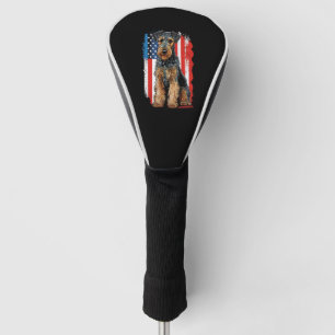 Funda Para Palo De Golf Día conmemorativo Airedale Terrier Bandera America