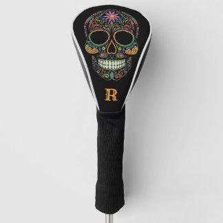 Funda Para Palo De Golf Día de Muertos Calavera de Azúcar Neon Monograma I
